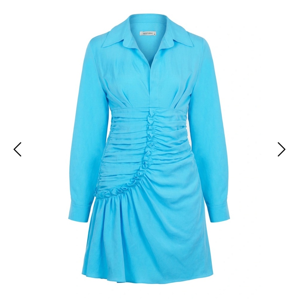 [Nocturne] Turquoise Blue Ruched Waist Dress